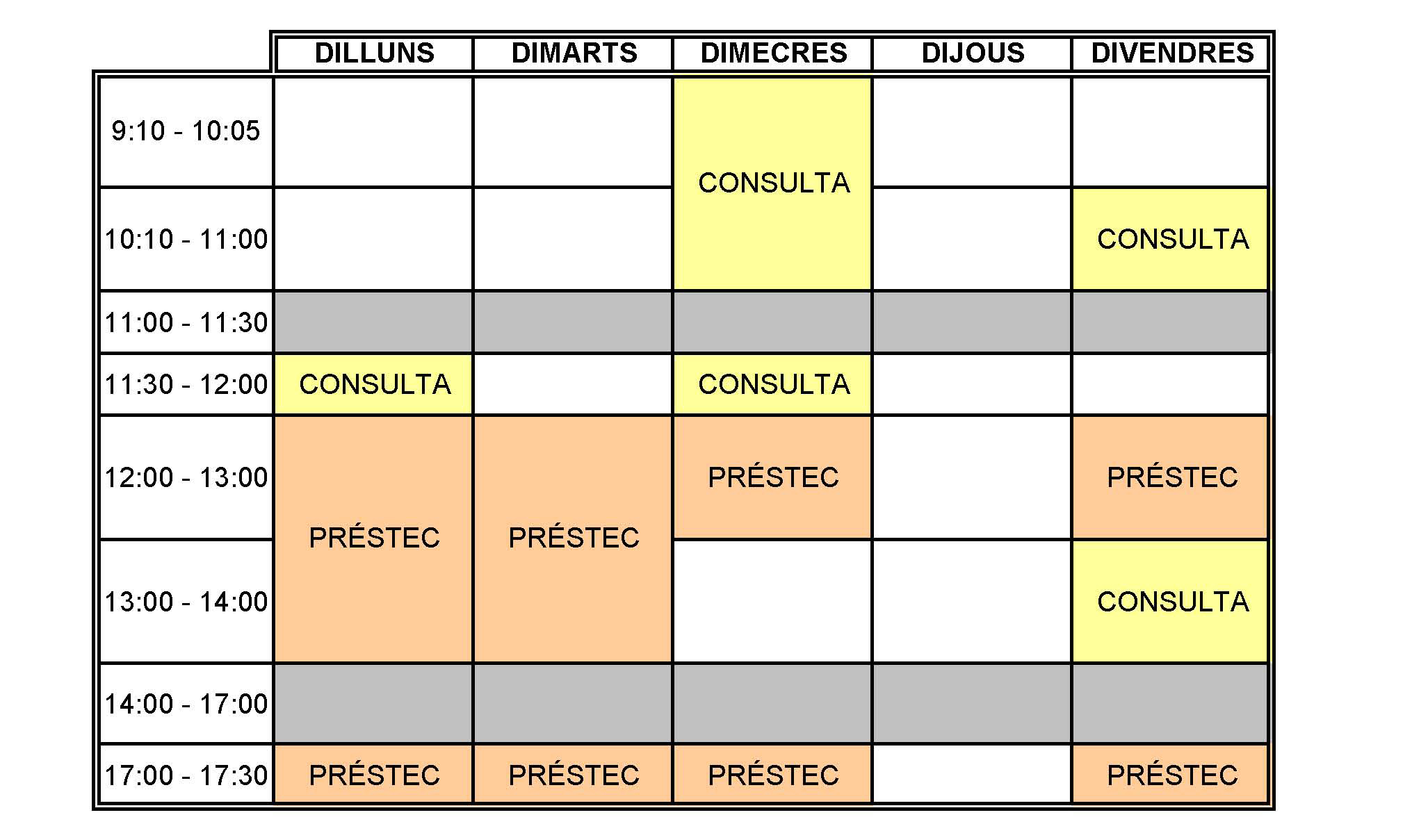 Horario de la bliblioteca