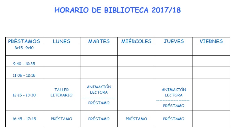 Horario de la bliblioteca